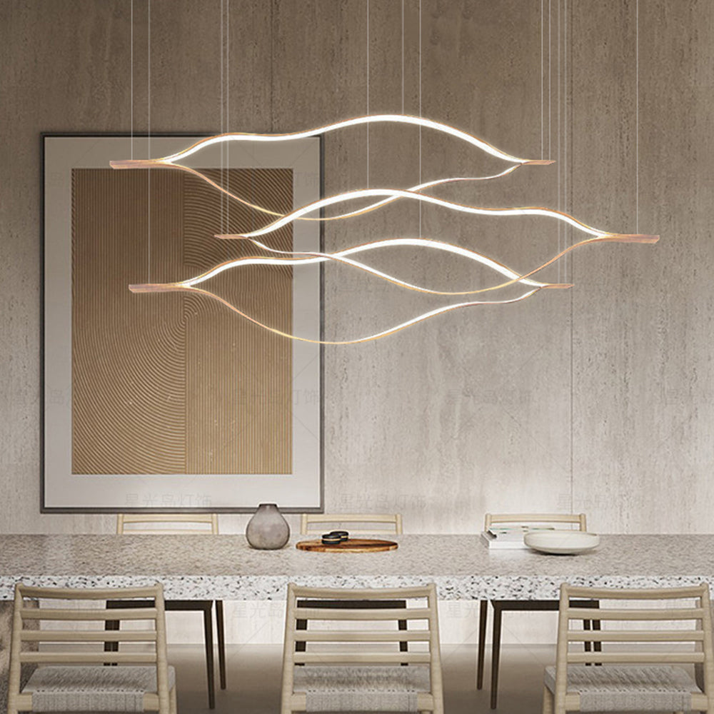 Edge Moderne Wave LED Hanglamp Goud Metaal Slaapkamer
