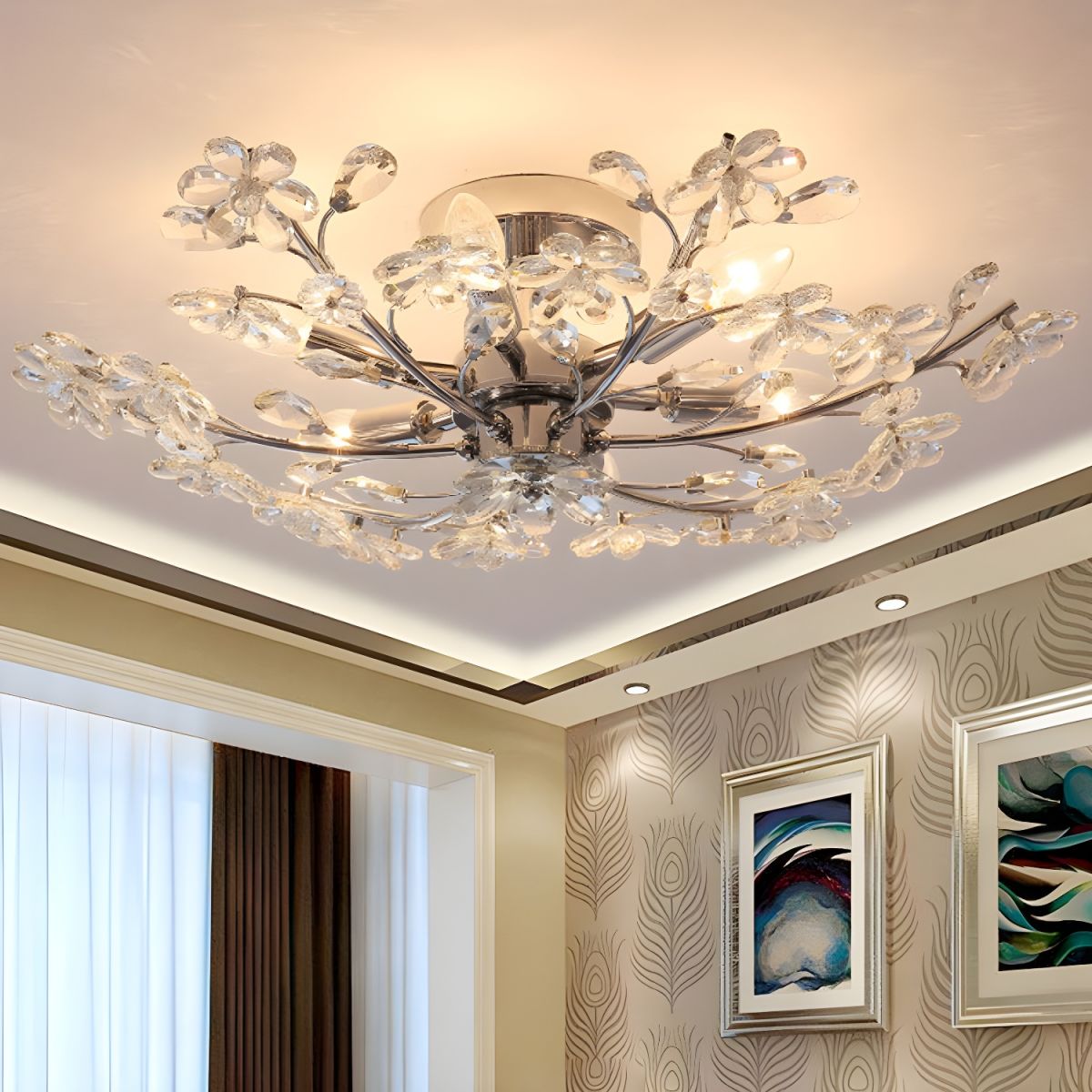 Olivia Vintage Design LED Plafondlamp Glass Slaapkamer Woonkamer