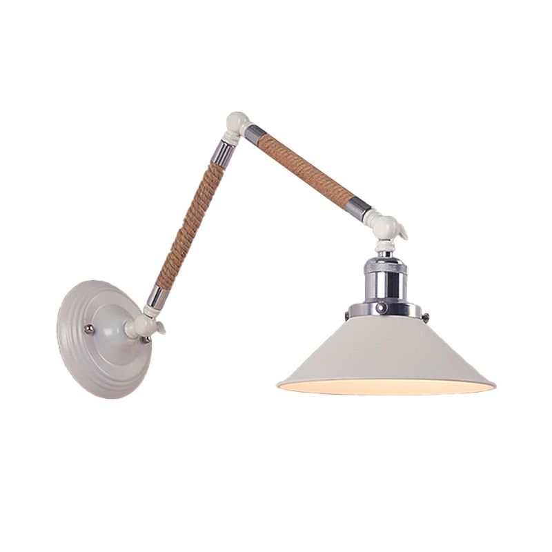 Carins Moderne Design Wandlamp Hennep Verstelbaar Wit Touw/Metaal Slaapkamer/Woonkamer