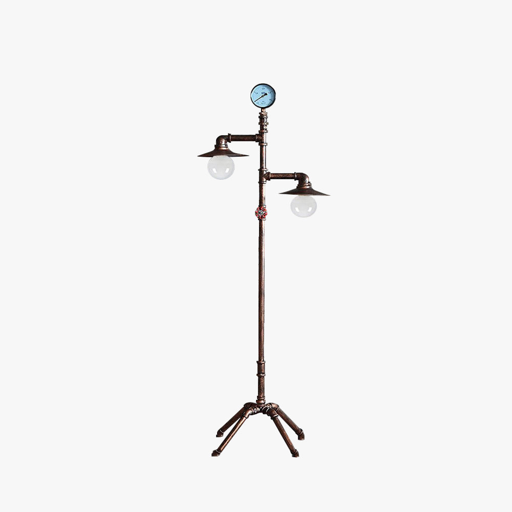 Alessio Retro Antieke Metalen Vloerlamp Met Meerdere Hoofden Brons