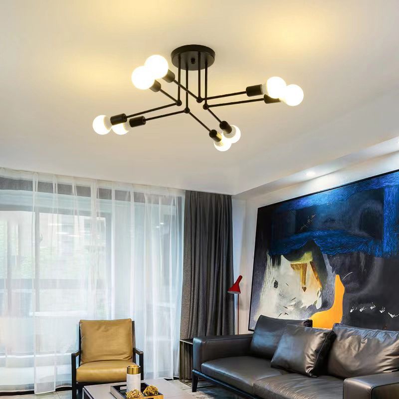 Valentina Industrieel LED Plafondlamp Zwart Witte Metaal Slaapkamerm