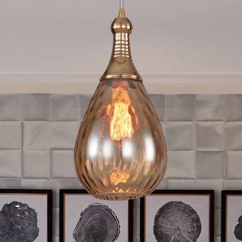 Avi Industriële Teardrop Hanglamp, Glas/Metaal, Zwart/Brass