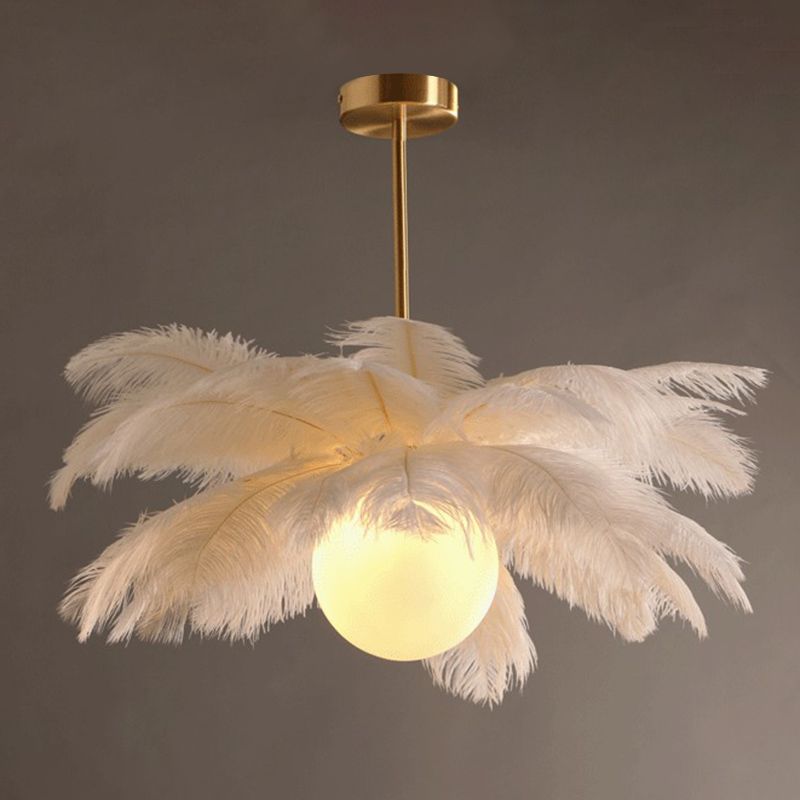 O'Moore Vintage Design LED Hanglamp Metaal Veer Wit Woonkamer