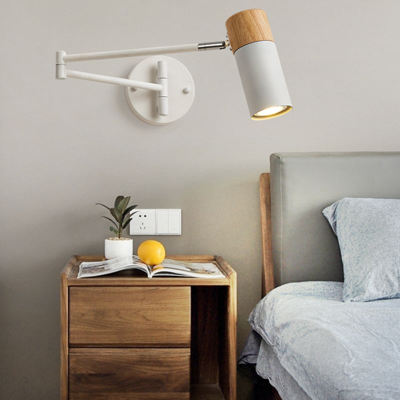 Ozawa Nordic Design LED Verstelbare Wandlamp Metaal/Hout Wit Slaapkamer/Woonkamer