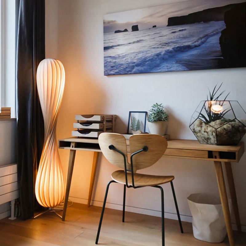 Ozawa Moderne Design LED Gedraaide Vloerlamp Hout Slaapkamer/Woonkamer