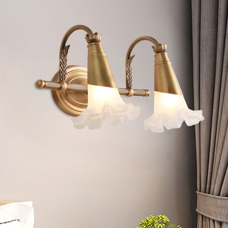 Félicie Retro Bloem Wandlamp Goud Metaal/Glas Woonkamer Slaapkamer