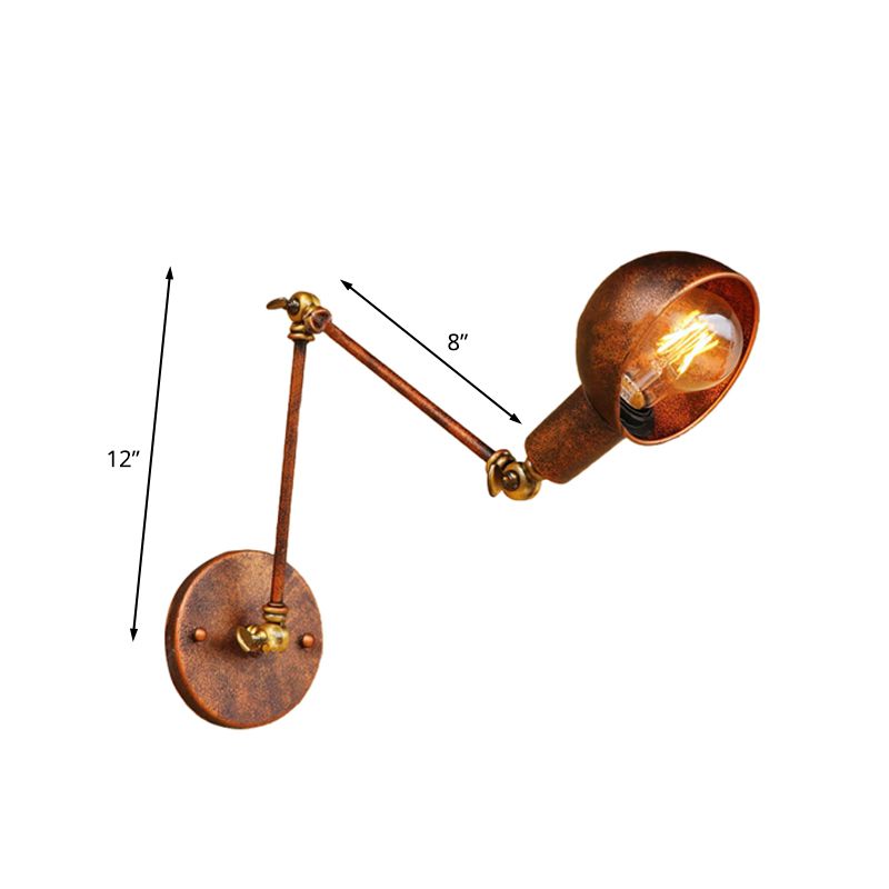 Brady Vintage Halfronde Roest Verstelbare Wandlamp Messing