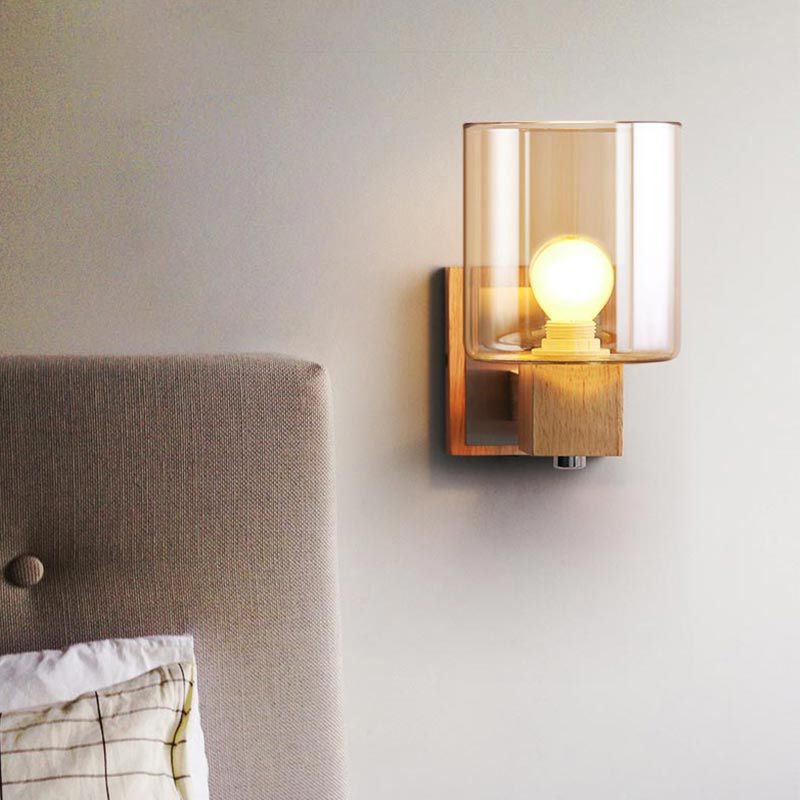 Eryn Vintage Design LED Hanglamp Hout/Glas Bruin Woonkamer