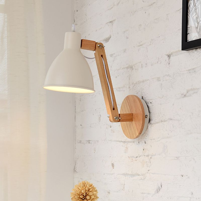 Brady Moderne Koepel LED Wandlamp Zwart/Wit Metaal/Hout Binnen