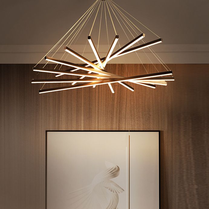 Edge Moderne Minimalistische Lineaire Hanglamp Zwart Metaal Woonkamer