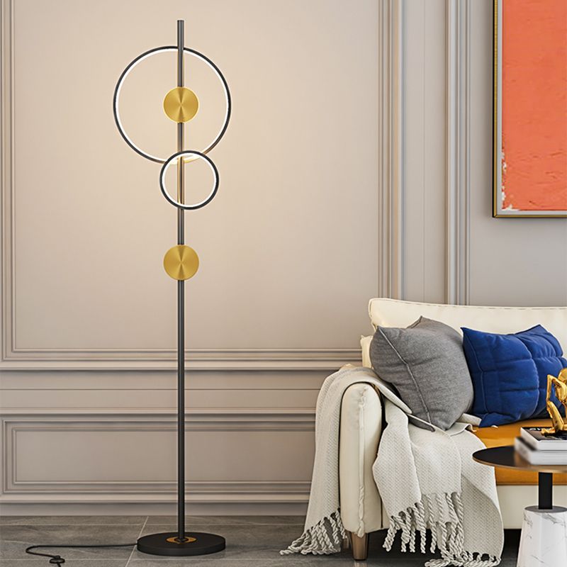 Arisha Moderne Ring Vloerlampen, Zwart/Goud, Slaapkamer/Studeerkamer