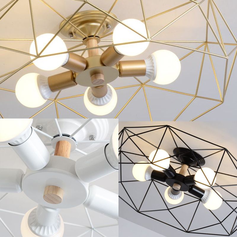 Cooley Moderne Geometrische Lantaarn Metaal Inbouw Plafondlamp Zwart/Wit/Goud