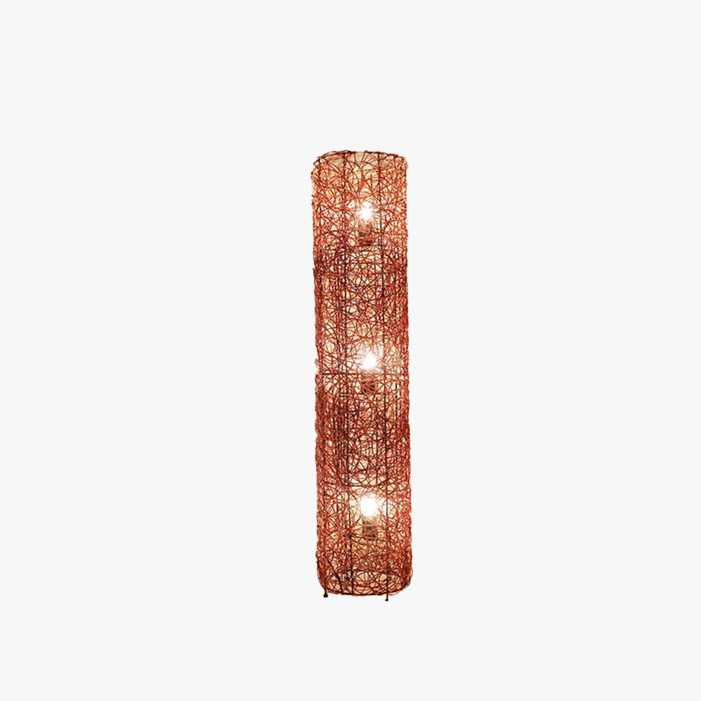 Ritta Retro Rond/Rechthoek/Vierkant Vaas LED Vloerlamp Metaal/Rotan Wit/Bruin Eetkamer