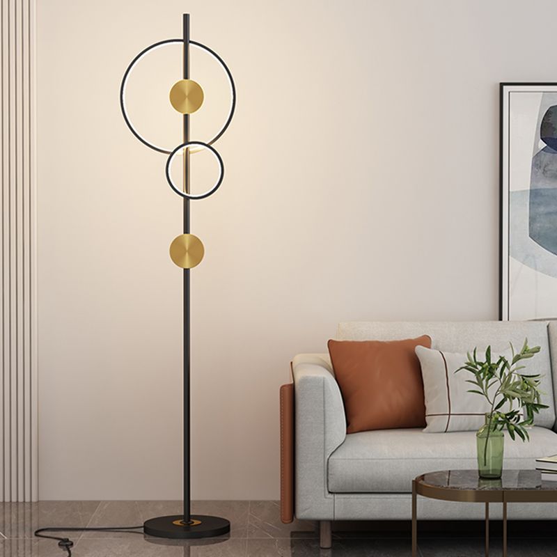 Arisha Moderne Ring Vloerlampen, Zwart/Goud, Slaapkamer/Studeerkamer