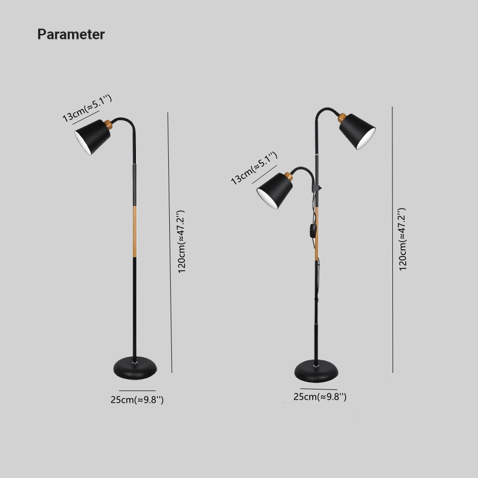 Eryn Moderne Tweekoppige Vloerlamp Zwart/Wit Metaal Slaapkamer