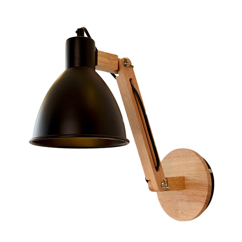 Brady Moderne Koepel LED Wandlamp Zwart/Wit Metaal/Hout Binnen