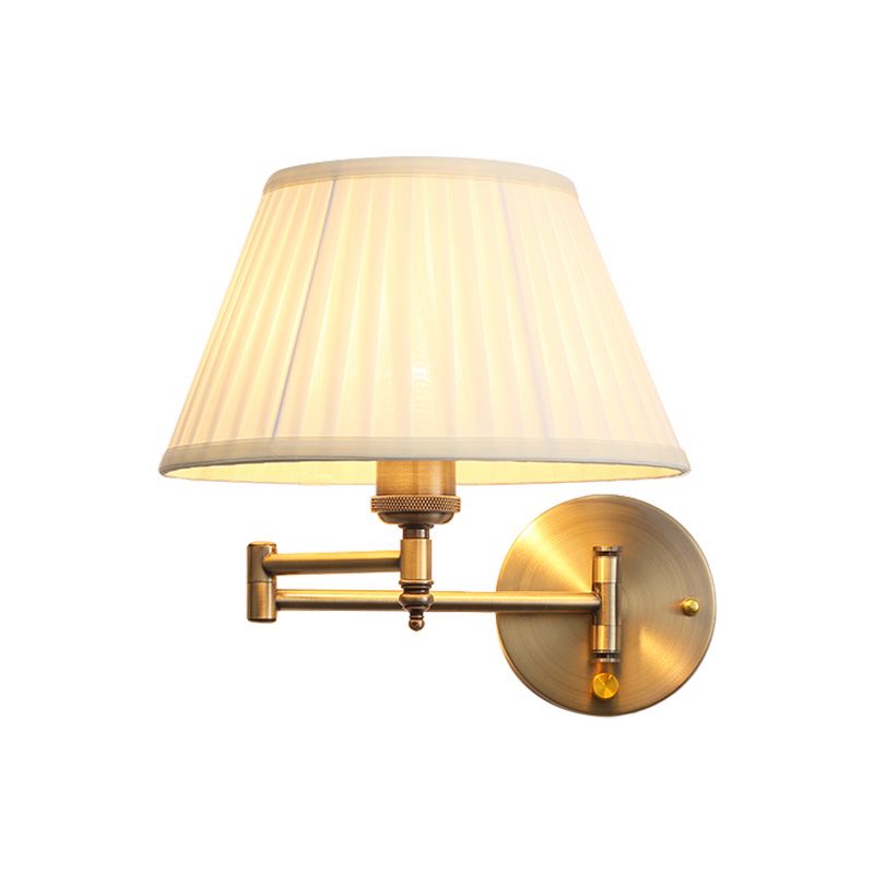 Carins Vintage Design Wandlamp Geplooide Stof Verstelbaar Wit/Beige Slaapkamer/Woonkamer