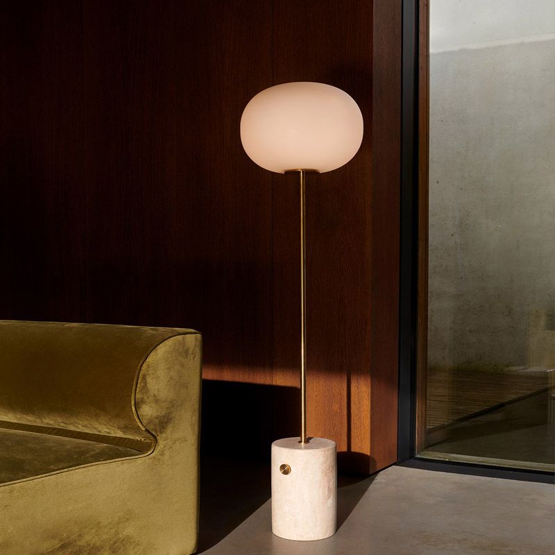 Valentina Moderne Globe Metalen Marmeren Vloerlamp Zwart/Brass Slaapkamer/Woonkamer
