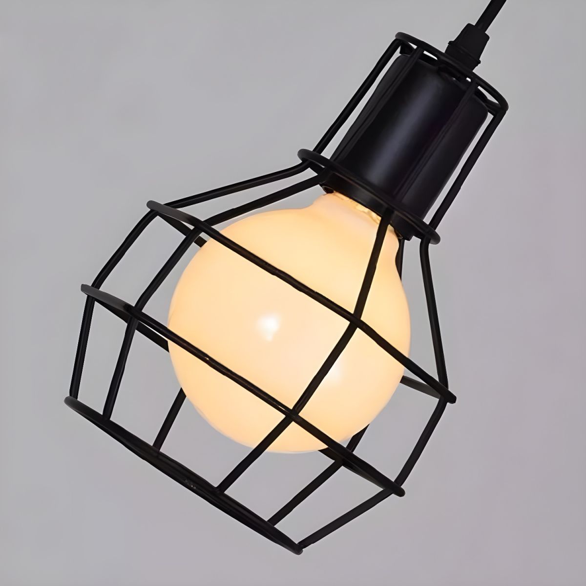 Alessio Industriële Hanglamp Met Metalen Kooi Led, Zwart Woonkamer Metaal