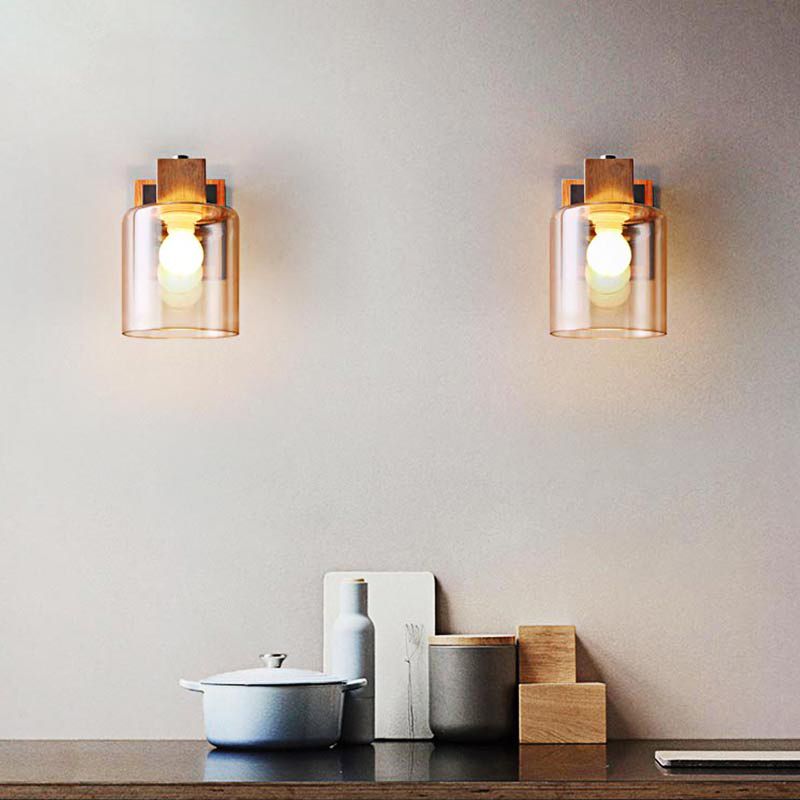 Eryn Vintage Design LED Hanglamp Hout/Glas Bruin Woonkamer