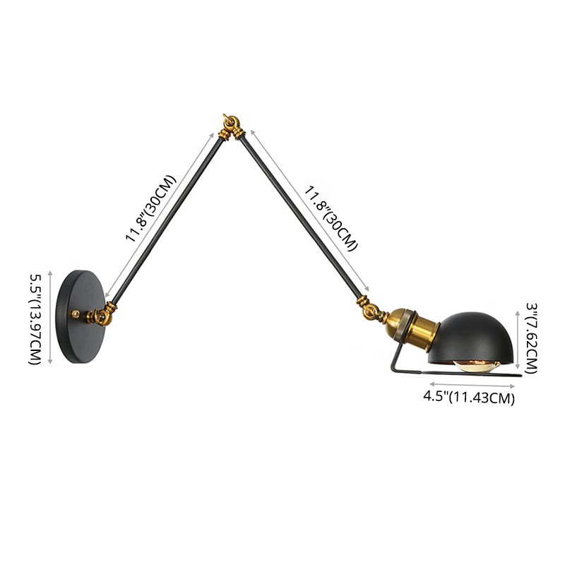 Brady Moderne Koepel LED Wandlamp Zwart/Goud Metaal Binnen