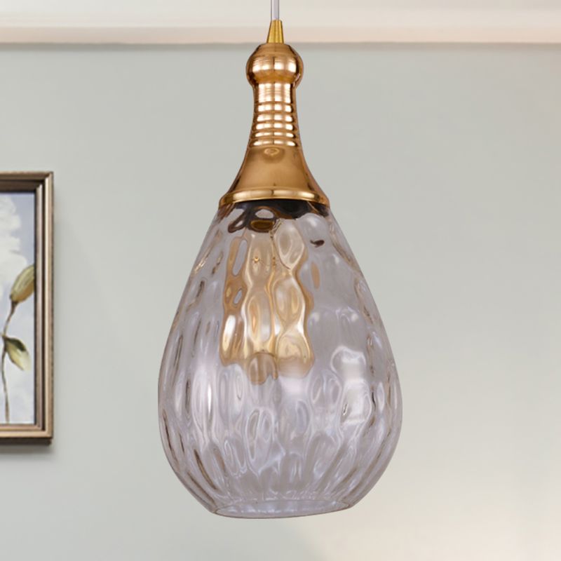 Avi Industriële Teardrop Hanglamp, Glas/Metaal, Zwart/Brass