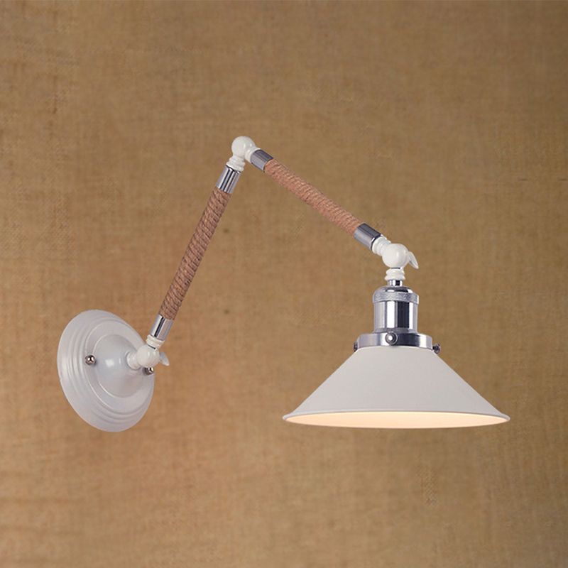Carins Moderne Design Wandlamp Hennep Verstelbaar Wit Touw/Metaal Slaapkamer/Woonkamer