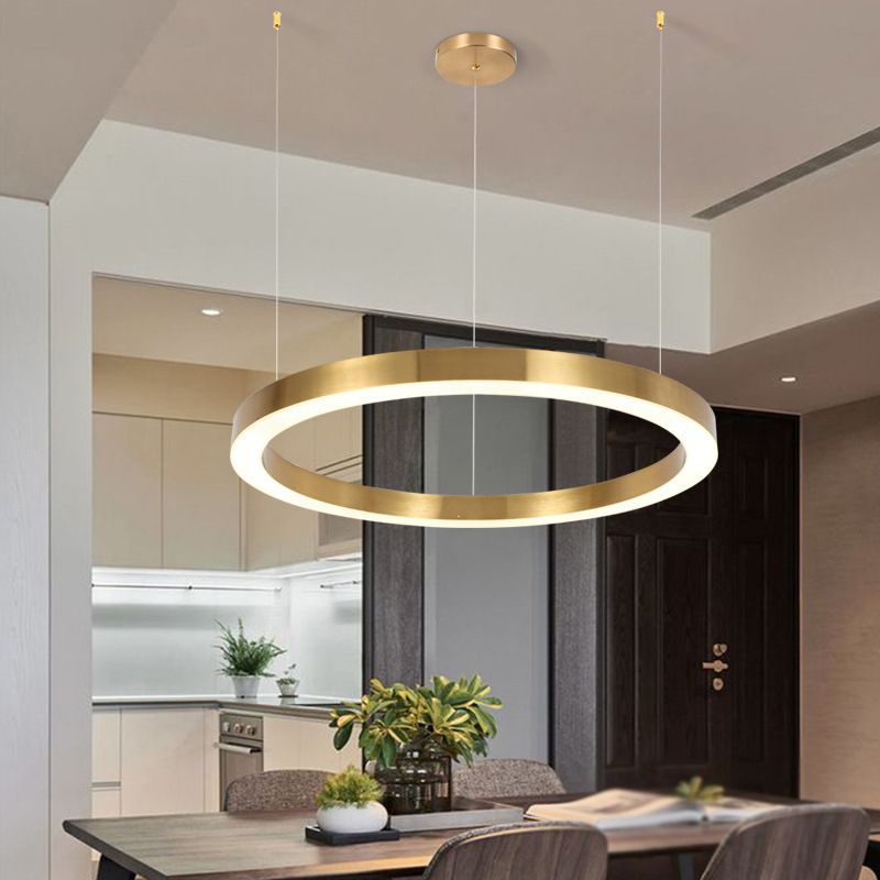 Arisha Moderne Ring Metalen Hanglamp, Woonk/Eetk/Slaapkamer, Goud