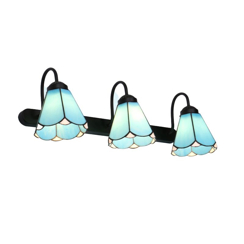 Baxter Bloemvormige Metalen Wandlampen, Zwart/Wit/Blauw