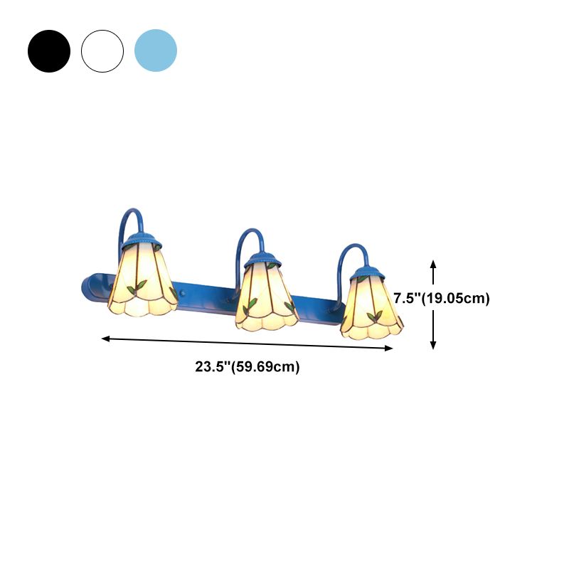 Baxter Bloemvormige Metalen Wandlampen, Zwart/Wit/Blauw