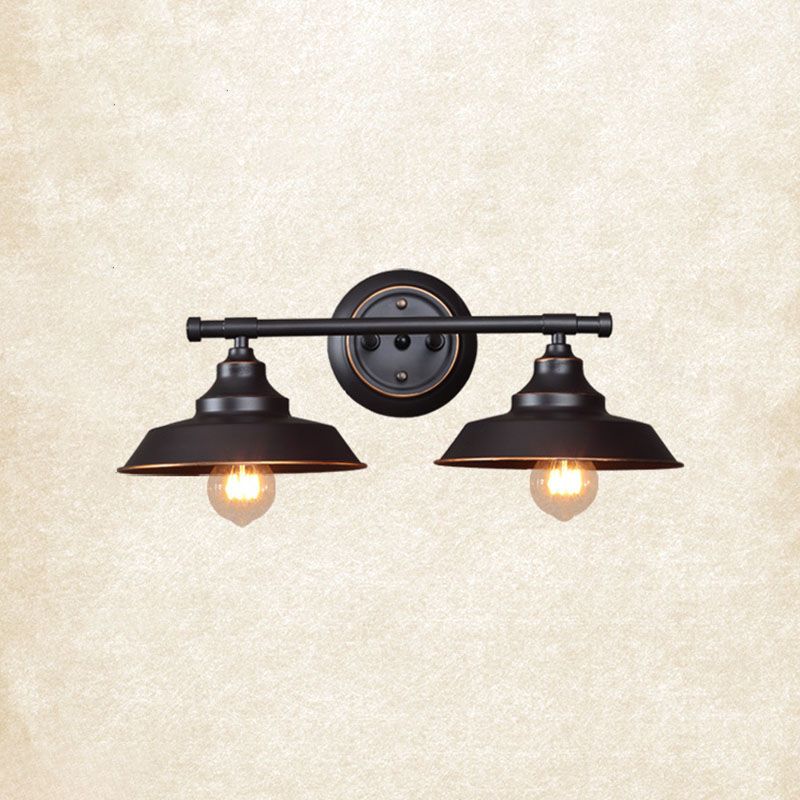 Alessio Retro Bowl-shaped Cast Metal Wall Lamp, Black