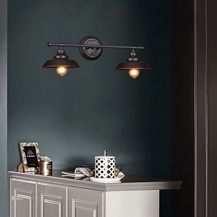 Alessio Retro Bowl-shaped Cast Metal Wall Lamp, Black