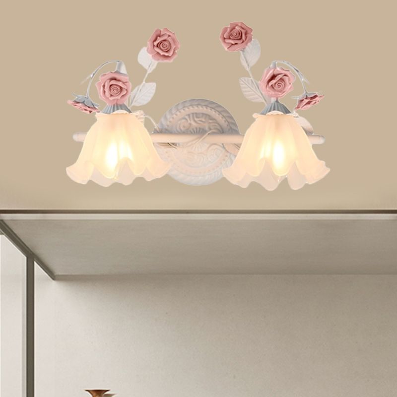 Félicie Design Bloem LED Wandlamp Metaal/Glas Blauw/Roze Slaap/Woon/Badkamer