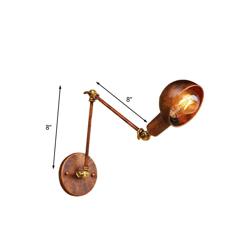 Brady Vintage Halfronde Roest Verstelbare Wandlamp Messing