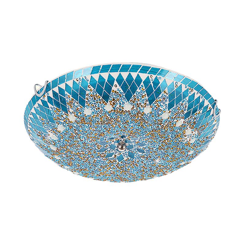 Eryn Moderne Ronde Plafondlamp Blauw Metaal/Glas Slaapkamer/Woonkamer