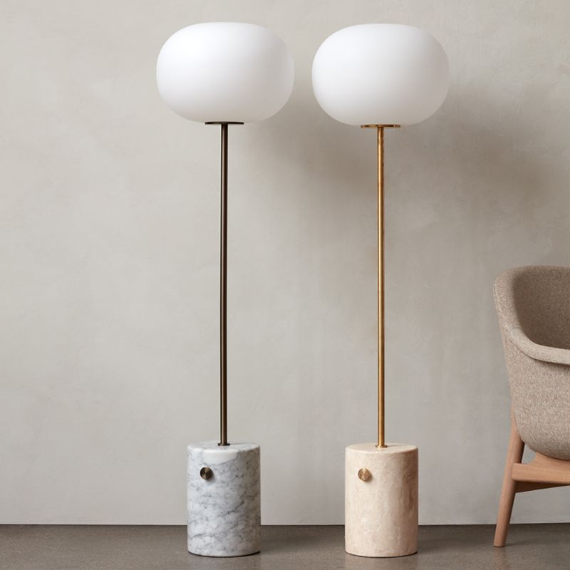 Valentina Moderne Globe Metalen Marmeren Vloerlamp Zwart/Brass Slaapkamer/Woonkamer