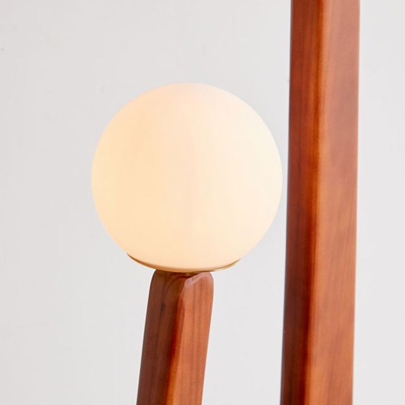Avi Vintage Houten/Glazen Vloerlamp, 2 kops, Slaapk/Kinderk/Woonkamer