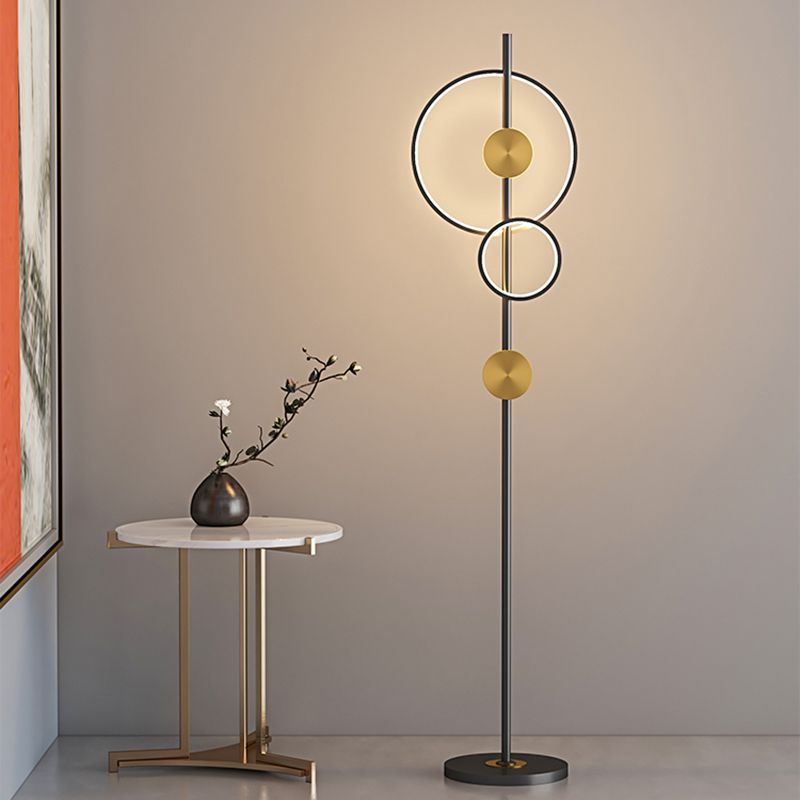 Arisha Moderne Ring Vloerlampen, Zwart/Goud, Slaapkamer/Studeerkamer