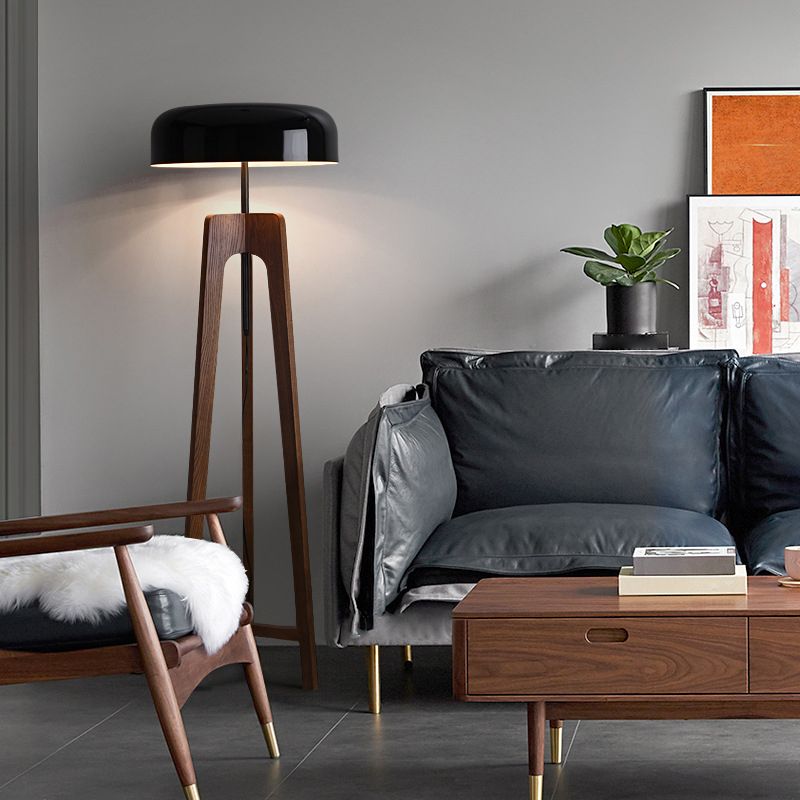 Ozawa Moderne LED Vloerlamp Zwart/Wit Metaal/Hout Slaap/Woon/Eetkamer