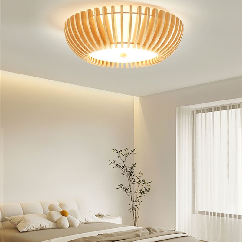 Ozawa Moderne Ronde Plafondlamp Goud Hout/Acryl Slaapkamer
