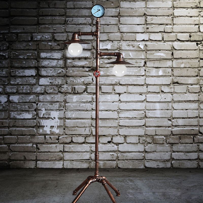 Alessio Retro Antieke Metalen Vloerlamp Met Meerdere Hoofden Brons