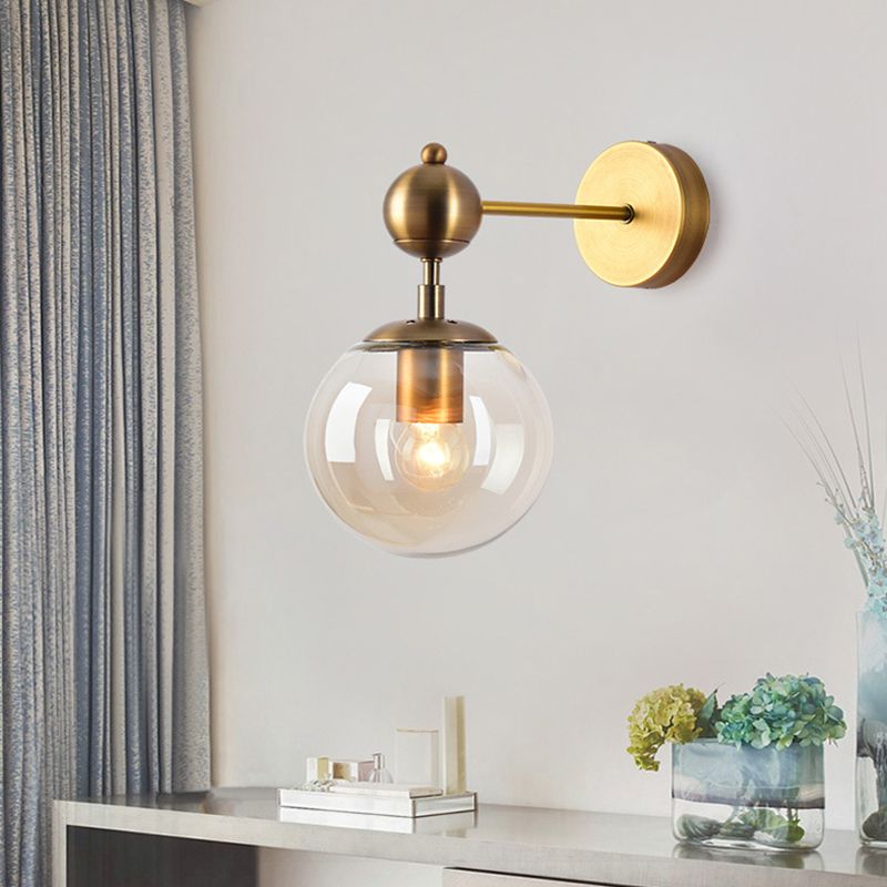 Valentina Moderne Bol LED Wandlamp Metaal/Glas Zwart/Goud Slaap/Woon/Badkamer