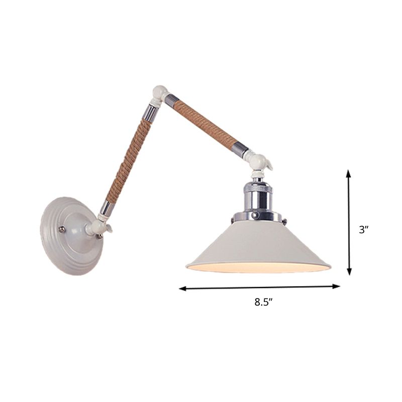 Carins Moderne Design Wandlamp Hennep Verstelbaar Wit Touw/Metaal Slaapkamer/Woonkamer