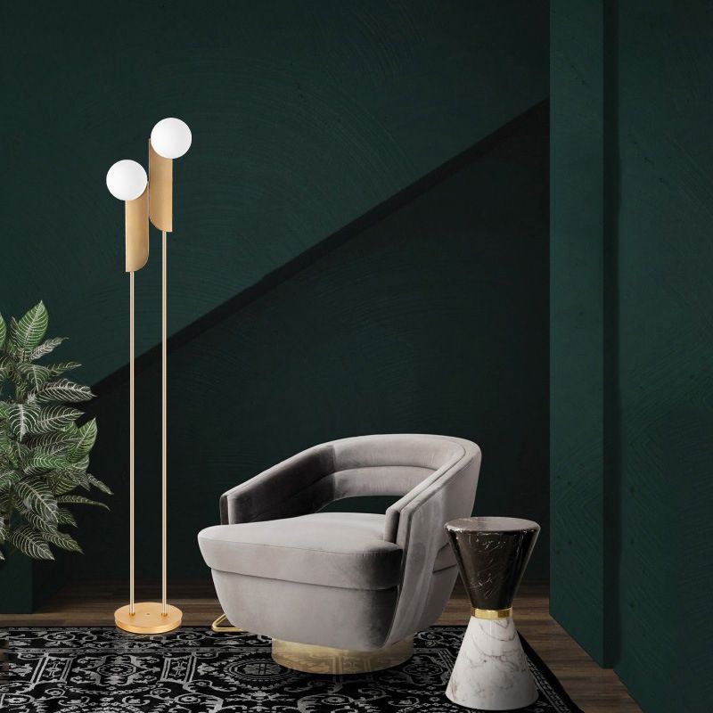 Salgado Moderne LED Vloerlamp Metaal/Glas Goud/Wit Slaap/Woon/Eetkamer
