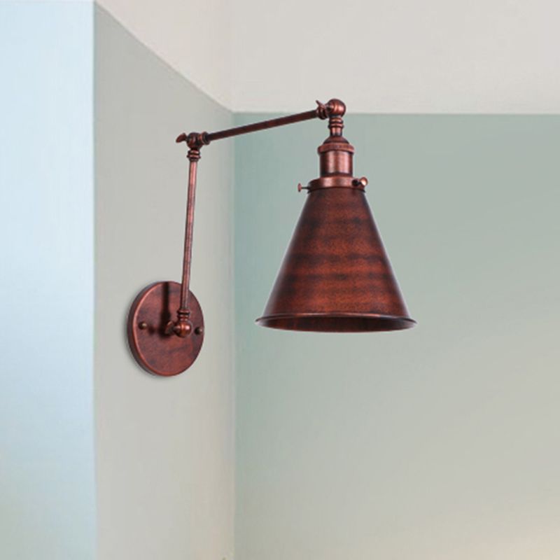 Brady Vintage Verstelbare Wandlamp Metaal Zwart/Roest Slaapkamer/Woonkamer