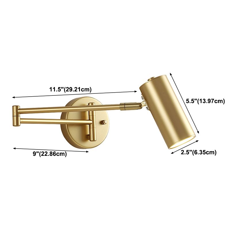 Brady Moderne Cilindrische LED Wandlamp Zwart/Goud Metaal Binnen