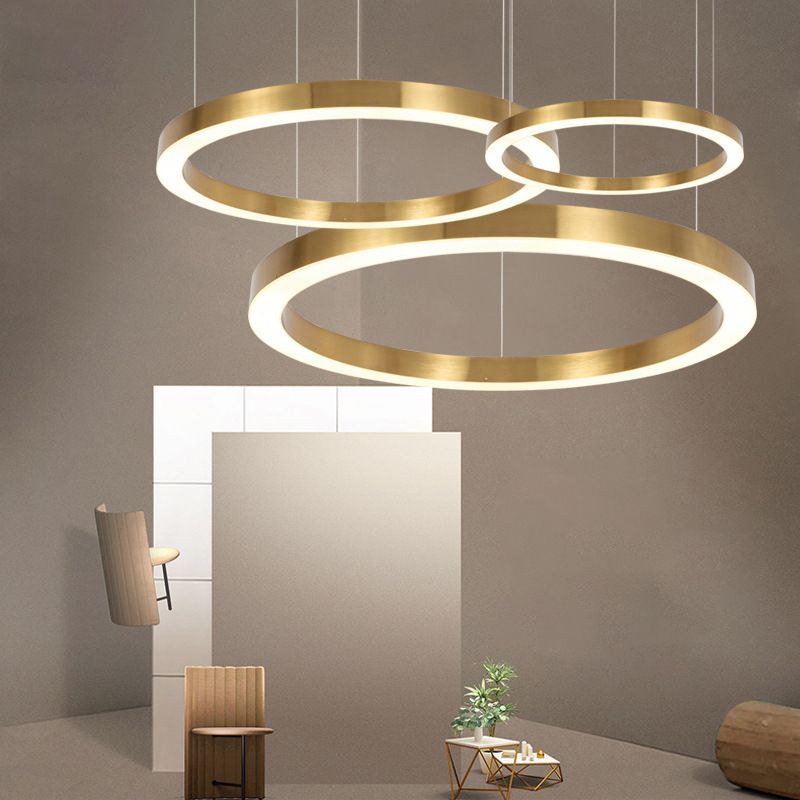 Arisha Moderne Ring Metalen Hanglamp, Woonk/Eetk/Slaapkamer, Goud