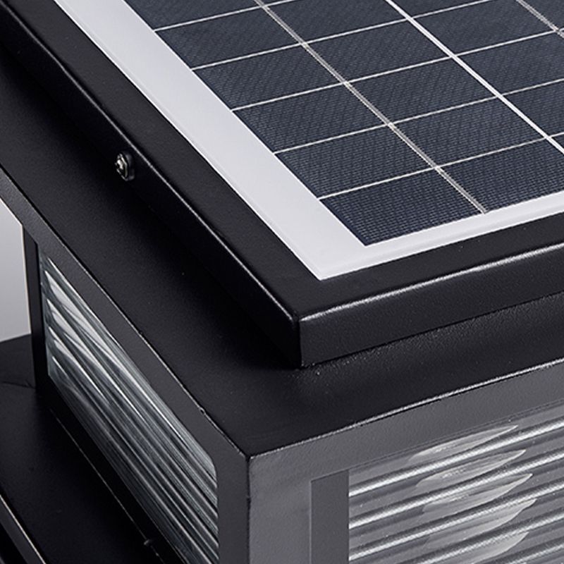 Riley Minimalistisch LED Vierkant Buitenlamp Zonne Metaal/Glas Zwart Tuin/Stoeprand/Balkon