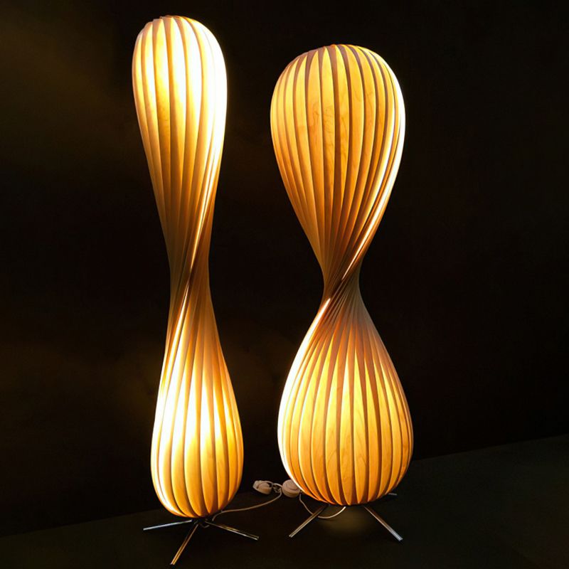Ozawa Moderne Design LED Gedraaide Vloerlamp Hout Slaapkamer/Woonkamer