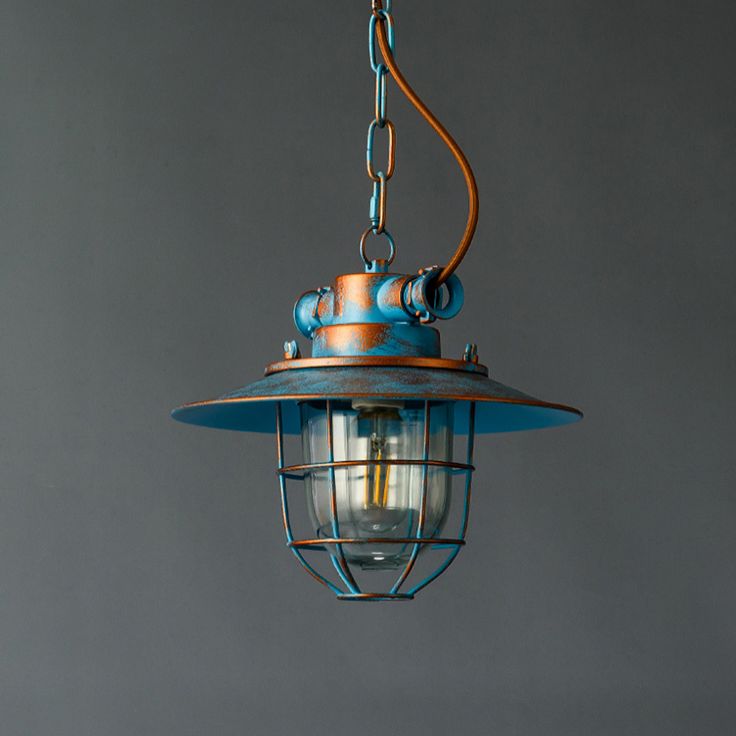 Alessio Industriële Rustieke Metalen Hanglamp Wit/Blauw Bar/Hal